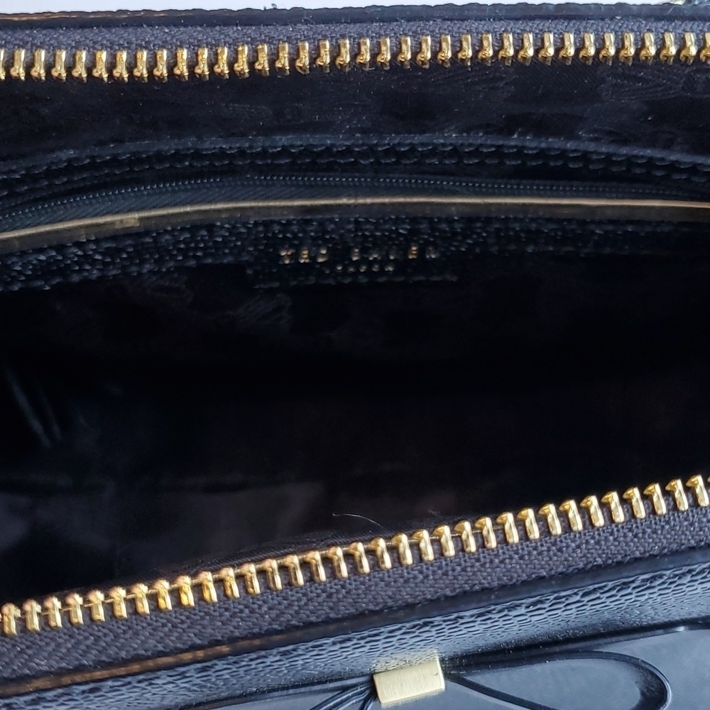 Ted Baker London Black Pebble Leather Janne Bow Purse like new *flaw - Picture 9 of 11